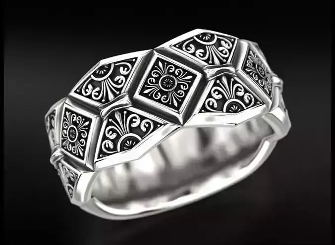 Massive ring with vintage patterns 734 3D print model