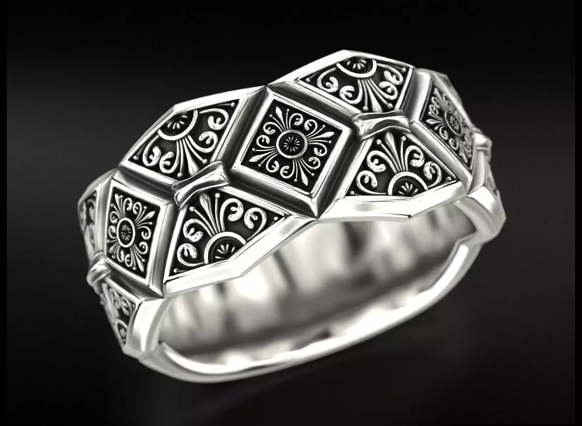 Massive ring with vintage patterns 734 3D print model_0