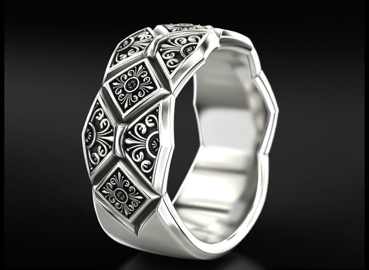 Massive ring with vintage patterns 734 3D print model_4