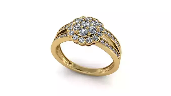 RPY-014 diamond cluster ring gold
