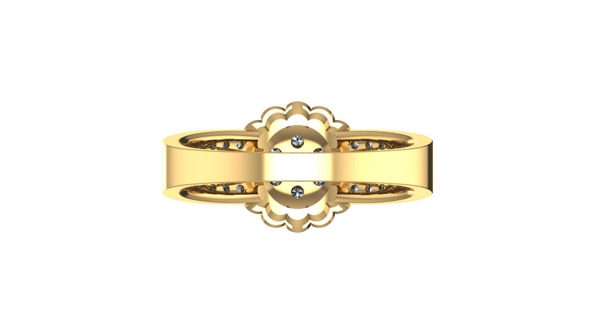 RPY-014 diamond cluster ring gold 3D print model_1