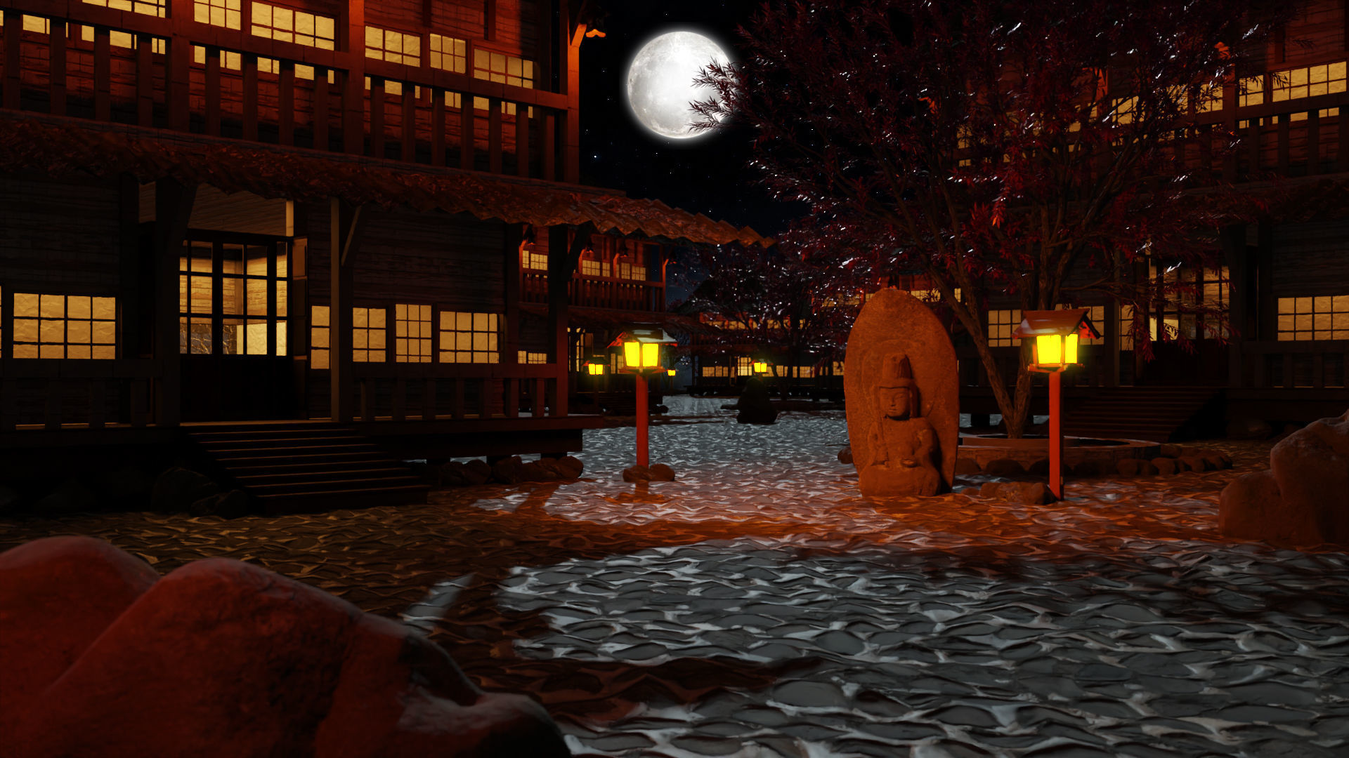 japanese ancient shrine Low-poly 3D model_3