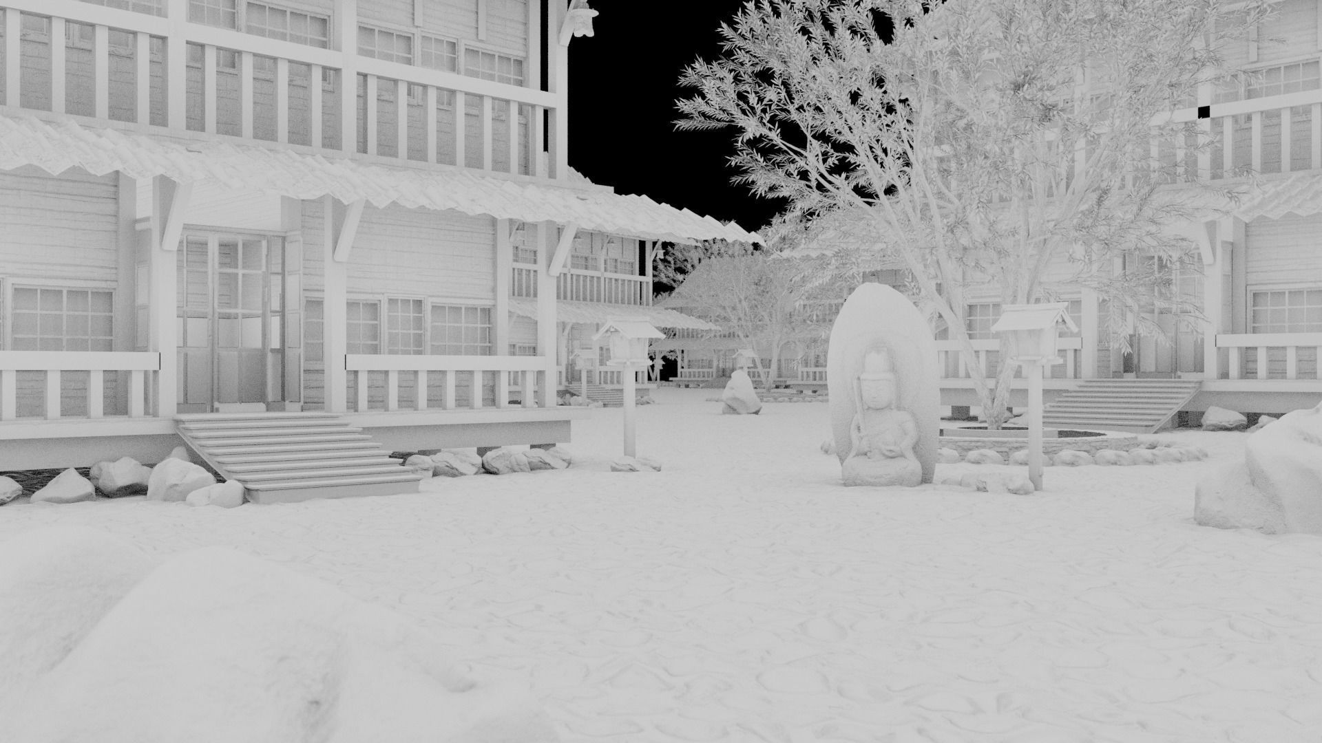 japanese ancient shrine Low-poly 3D model_1