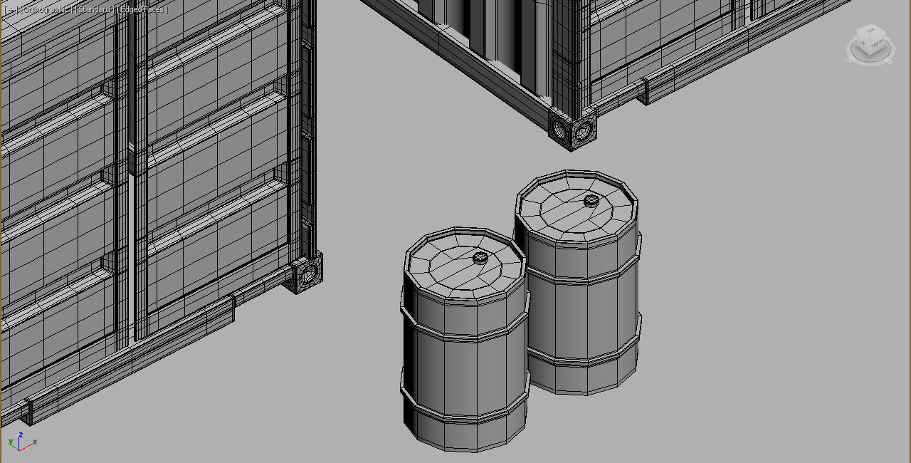 ship container with barrells and floor  Low-poly 3D model_6