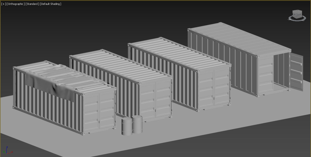 ship container with barrells and floor  Low-poly 3D model_3