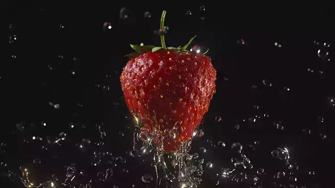 Splash Strawberry Animated  3D model