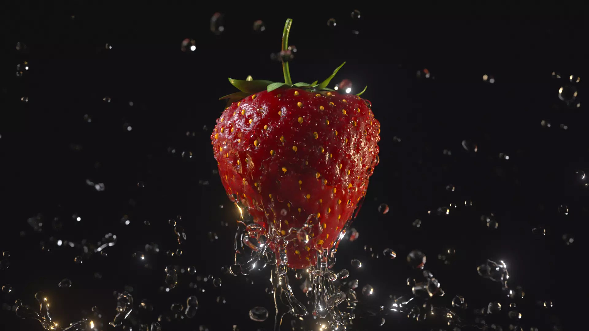 Splash Strawberry Animated 3D model