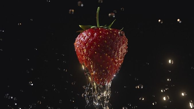 Splash Strawberry Animated  3D model 2