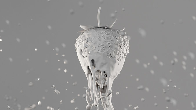 Splash Strawberry Animated  3D model 5