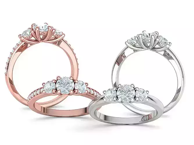 3 Stone Engagement Ring Collection Half carat Stone 