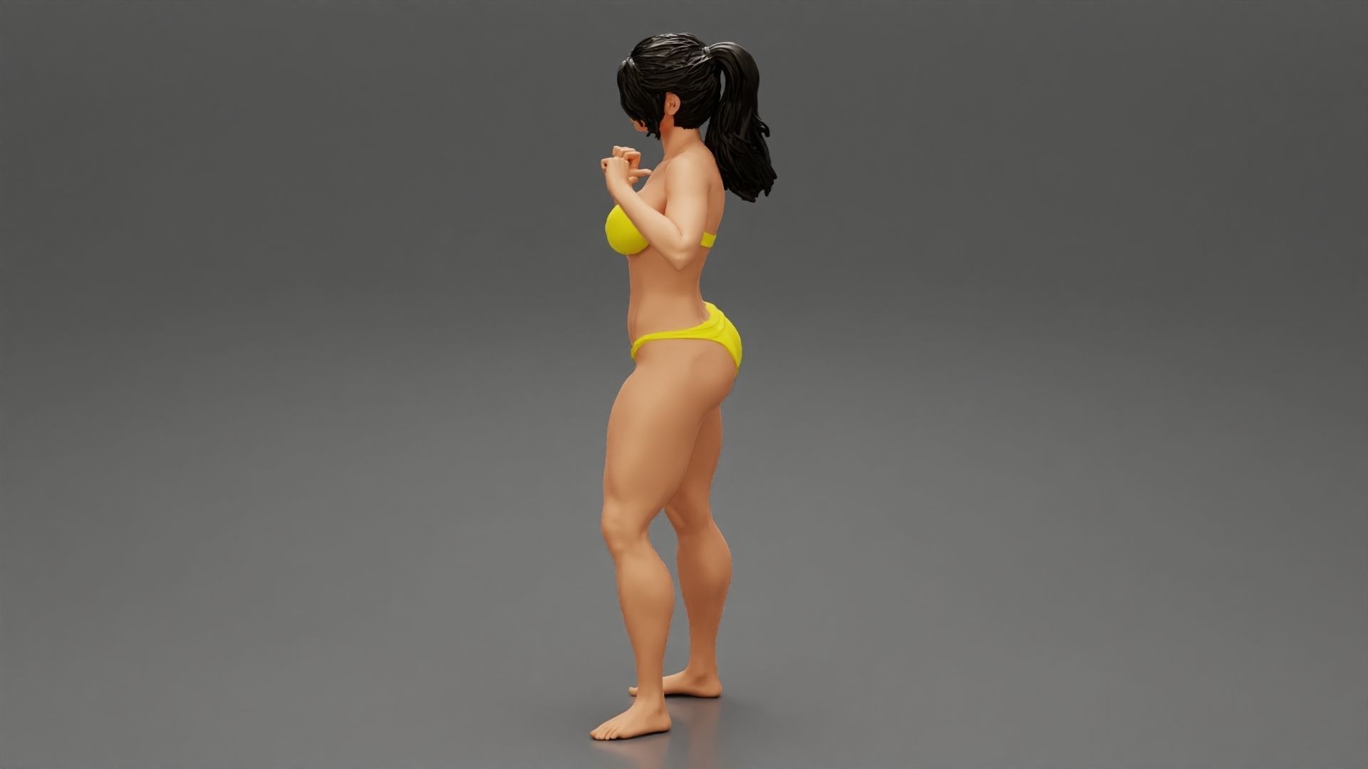 Woman with Confident Posing in Bikini 3D print model_4