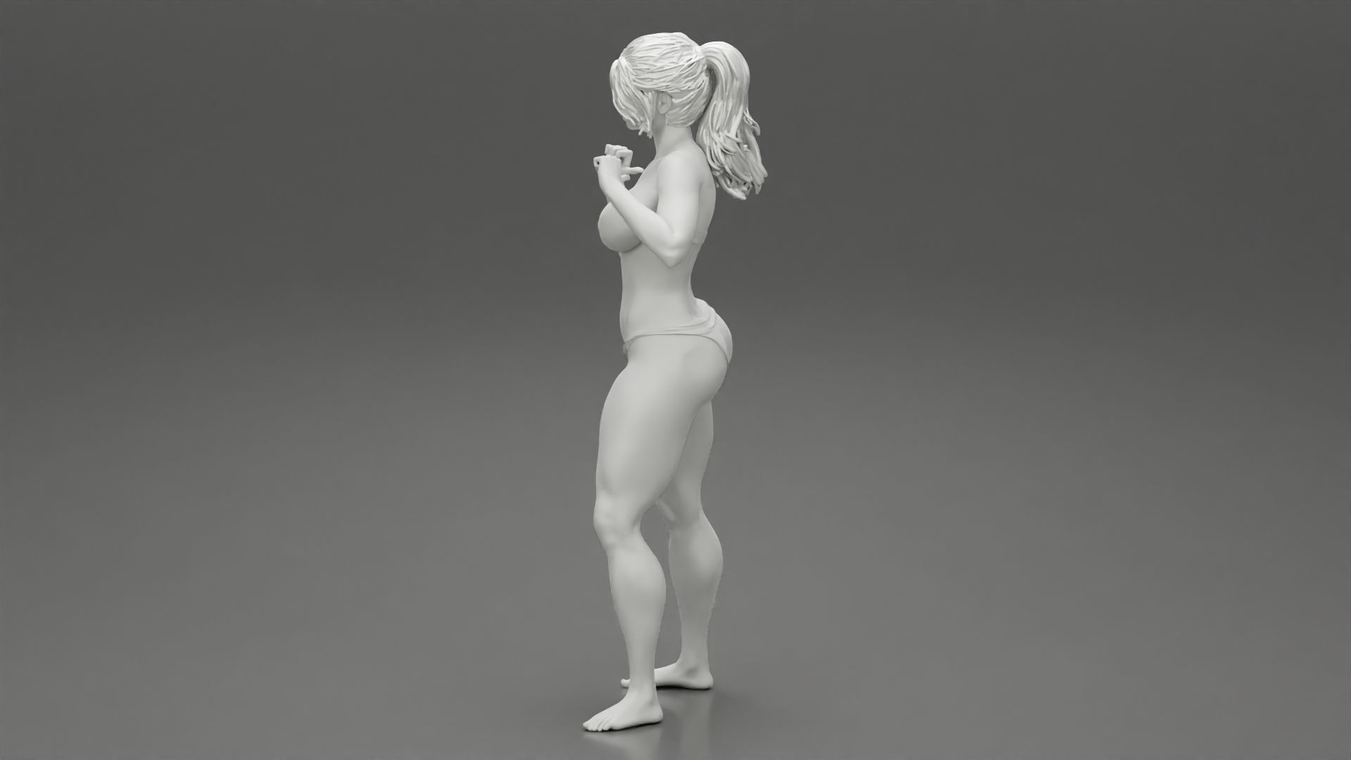 Woman with Confident Posing in Bikini 3D print model_10