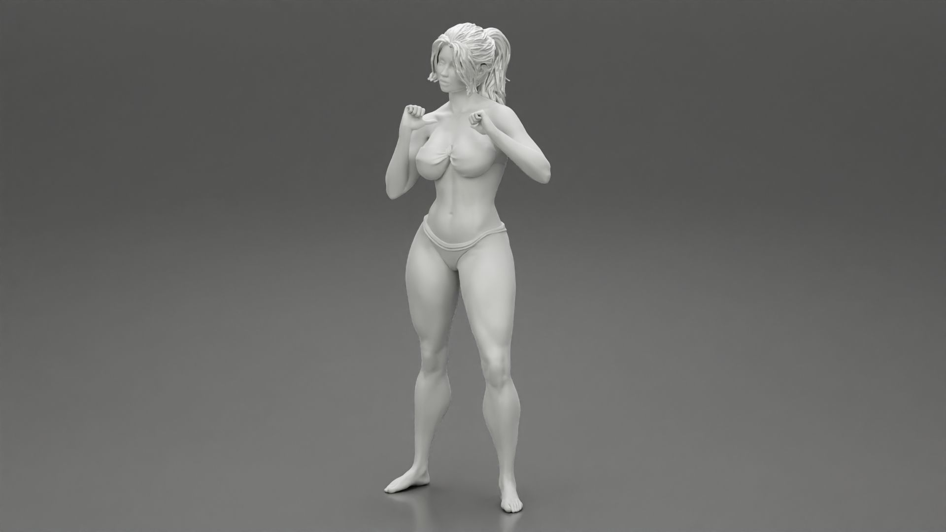Woman with Confident Posing in Bikini 3D print model_11