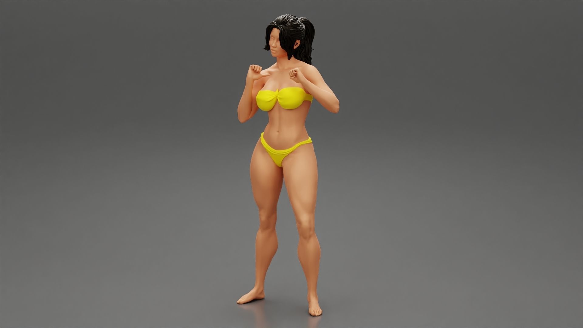 Woman with Confident Posing in Bikini 3D print model_5