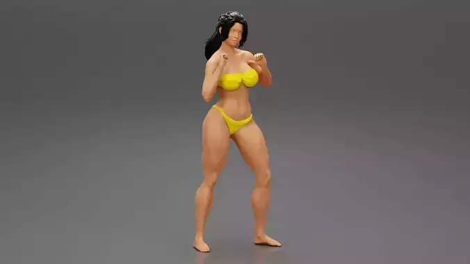 Woman with Confident Posing in Bikini 3D print model