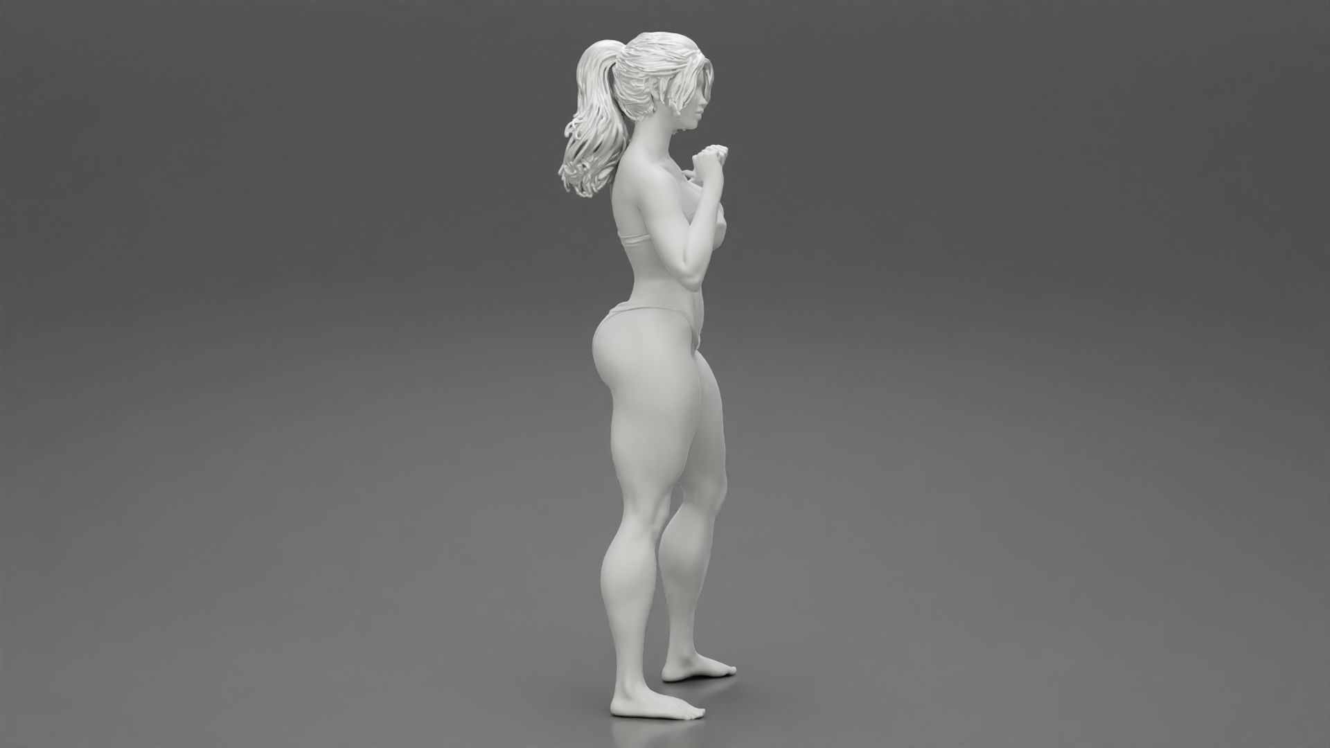 Woman with Confident Posing in Bikini 3D print model_7