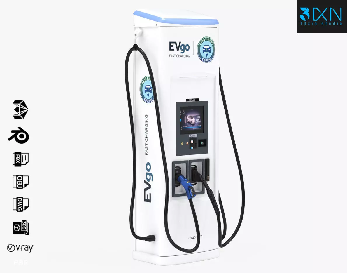 BTC Power 50 kW Slim Line DC EV Fast Car Charger Station 3D model_0