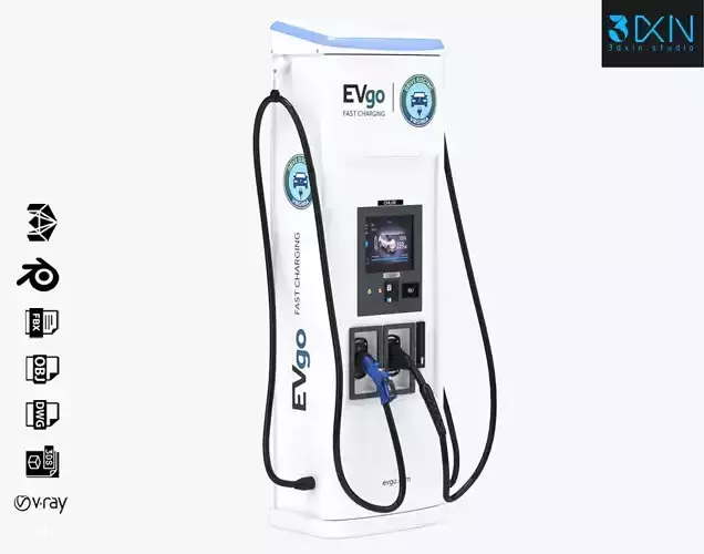 BTC Power 50 kW Slim Line DC EV Fast Car Charger Station 3D model