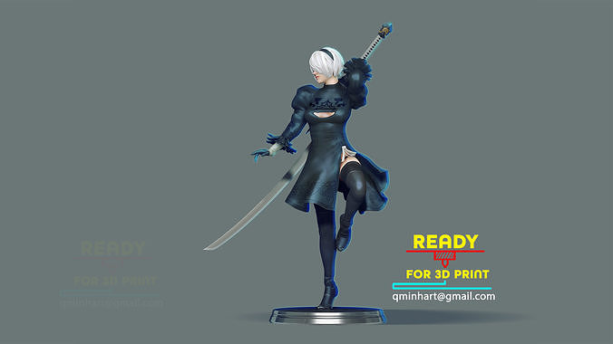 2b - Nier Automata Fanart Statue 3D print 3D print model