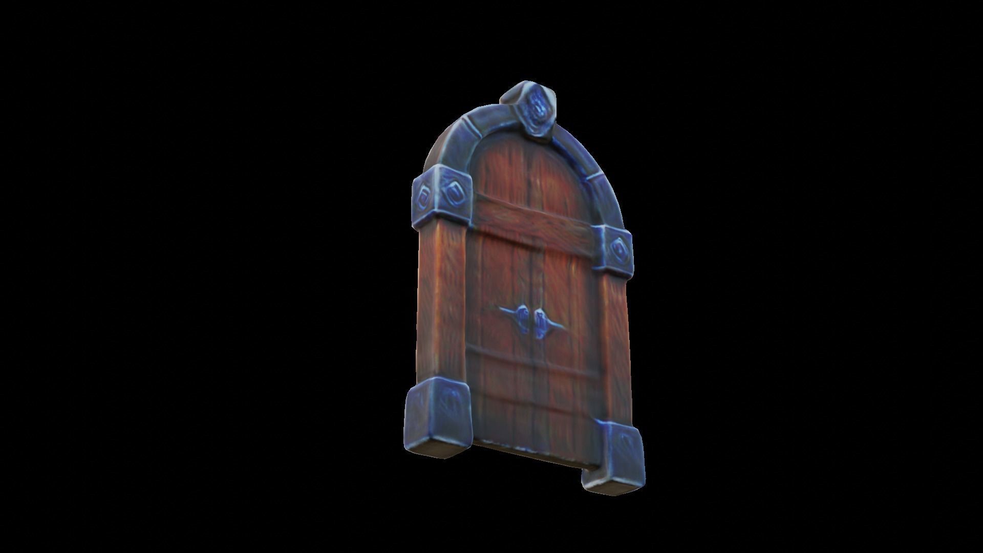 Stylized medieval door Low-poly 3D model_4