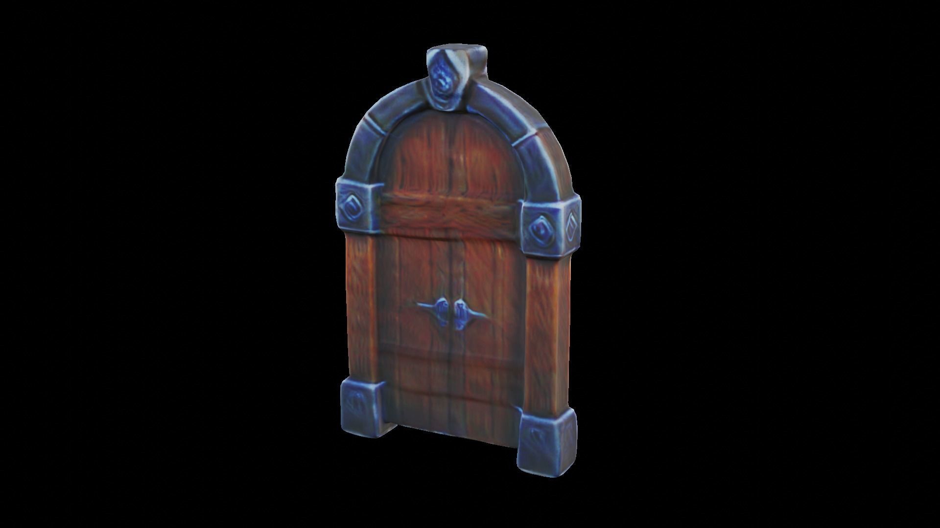 Stylized medieval door Low-poly 3D model_1