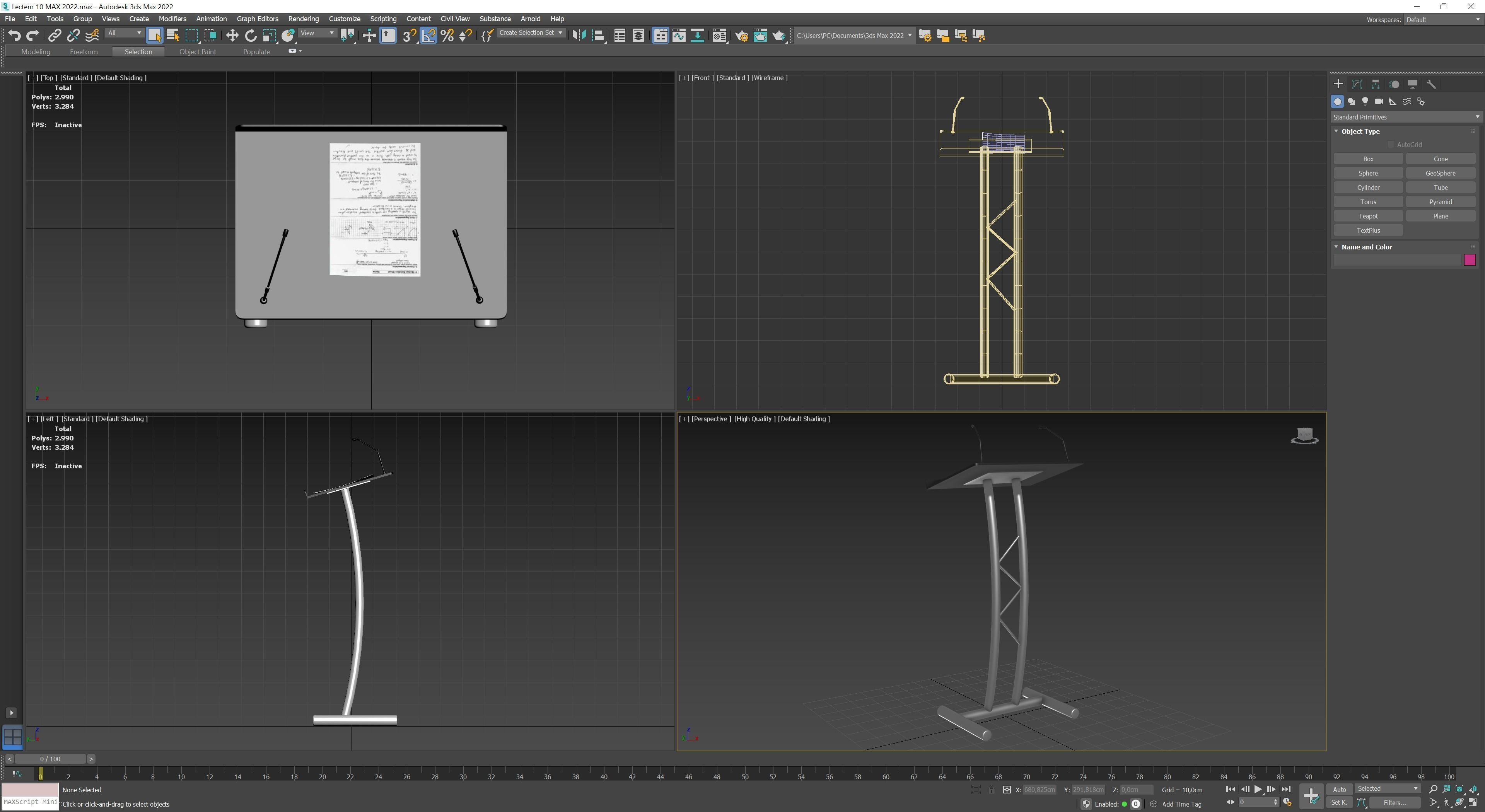 Lectern 10 Low-poly 3D model_10