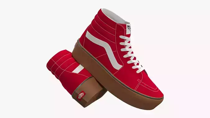 Vans Sk8-Hi Platform Red Gumsole 3D model