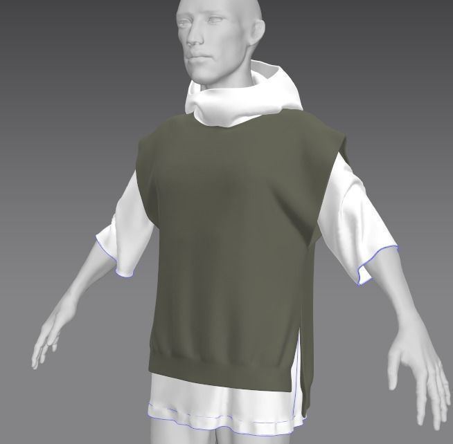 Hoodie with cat Low-poly 3D model_7