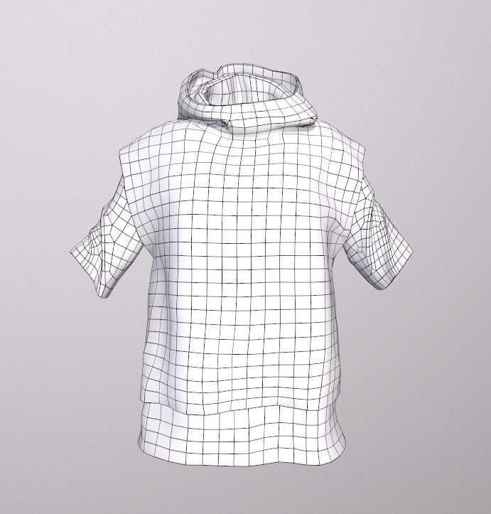 Hoodie with cat Low-poly 3D model_9