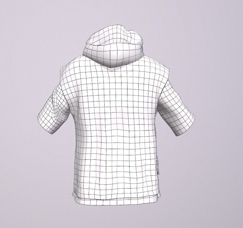 Hoodie with cat Low-poly 3D model_10