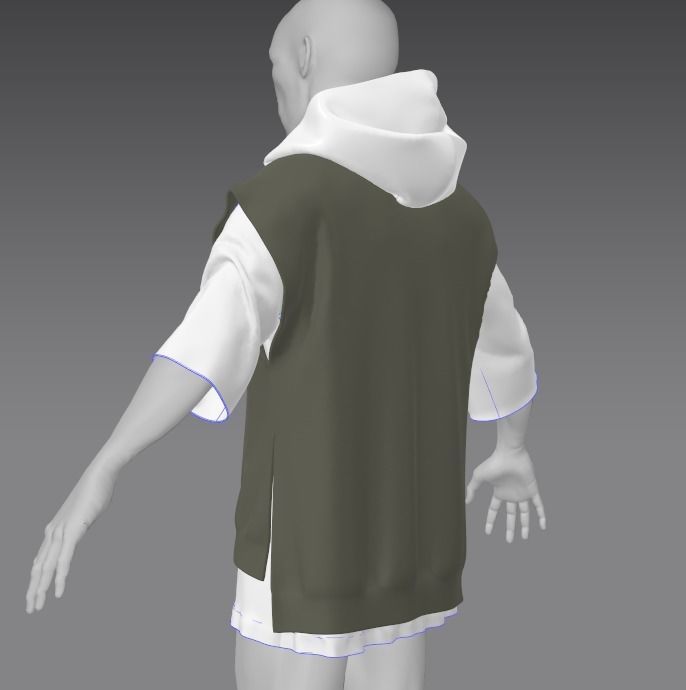 Hoodie with cat Low-poly 3D model_8