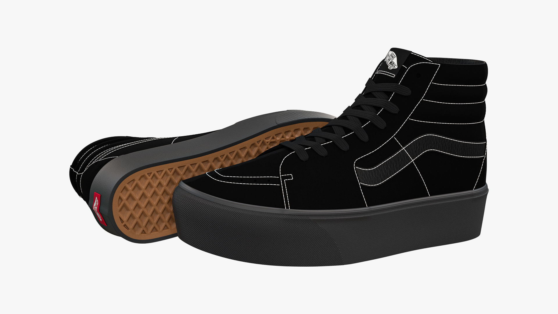 Vans Sk8-Hi Platform Mono Black 3D model_1