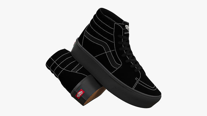 Vans Sk8-Hi Platform Mono Black 3D model