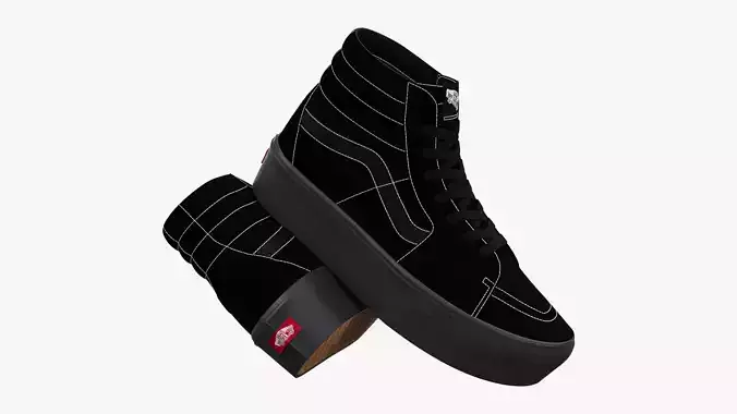 Vans Sk8-Hi Platform Mono Black 3D model