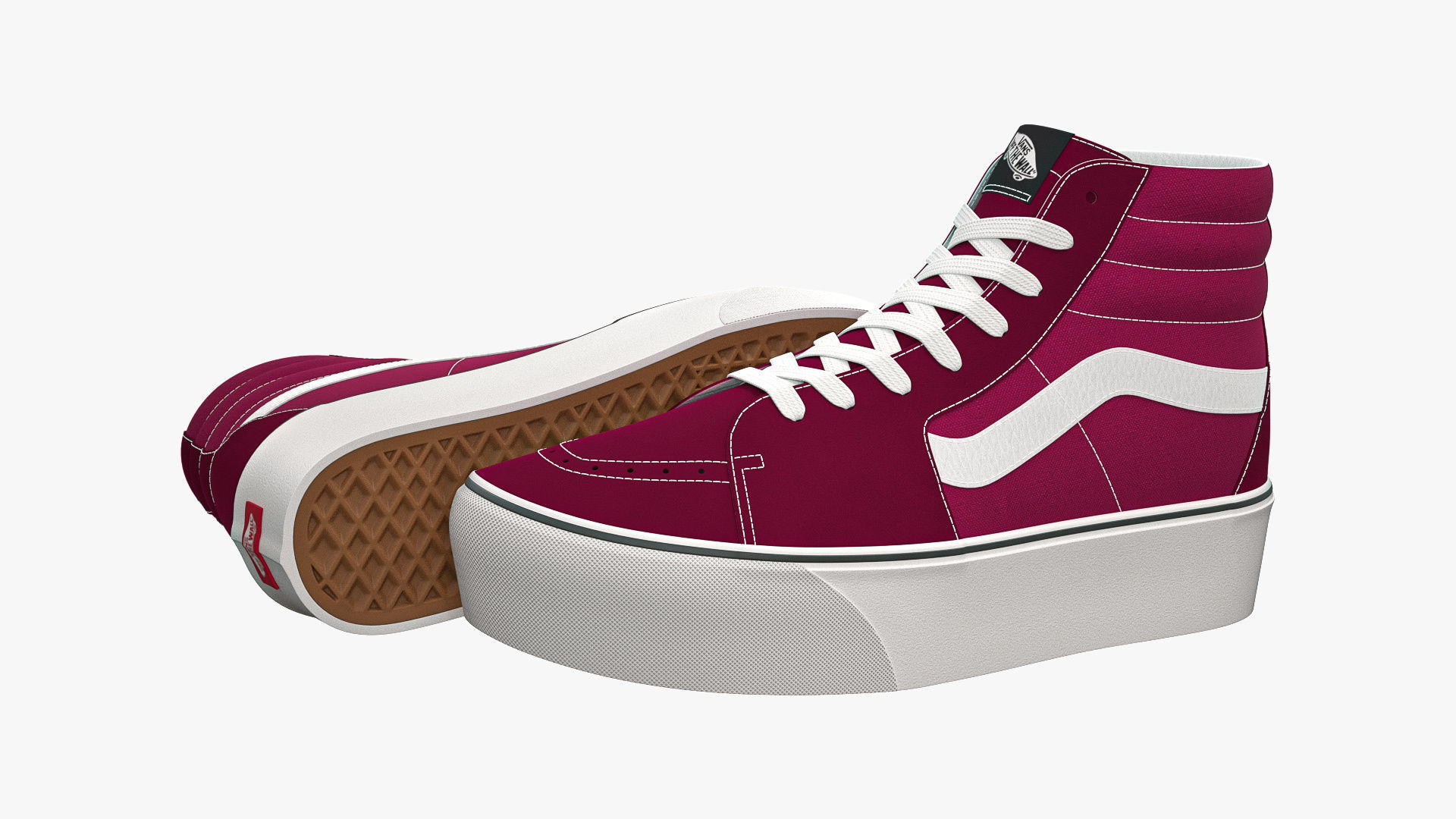 Vans Sk8-Hi Platform Port Royale and White 3D model_1