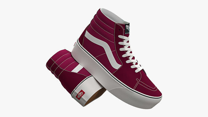 Vans Sk8-Hi Platform Port Royale and White 3D model