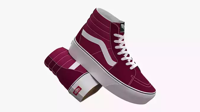 Vans Sk8-Hi Platform Port Royale and White 3D model