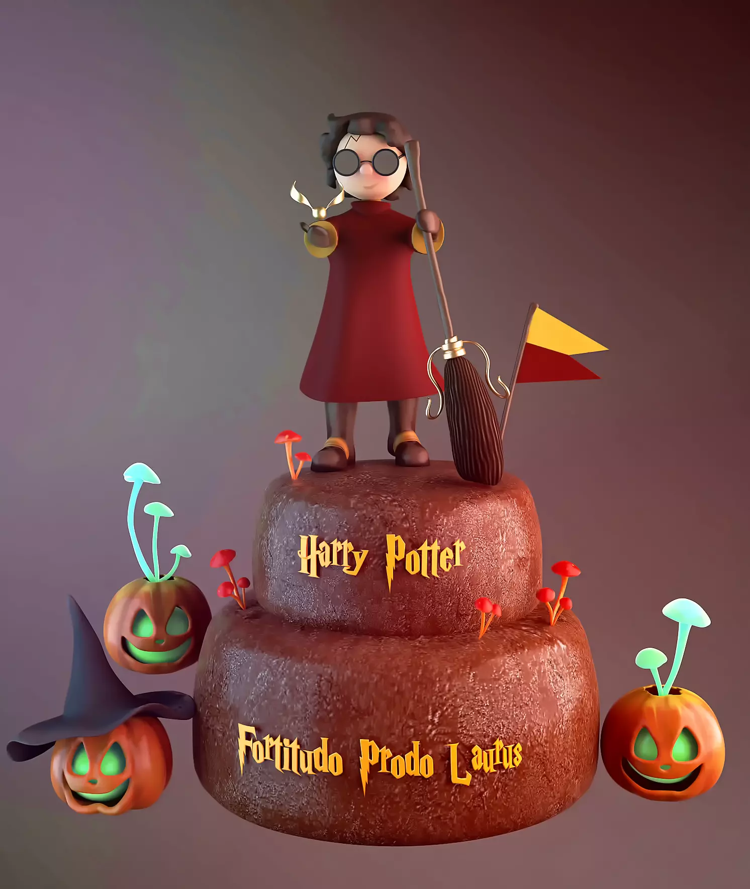 Harry Potter Cake 3D model_0