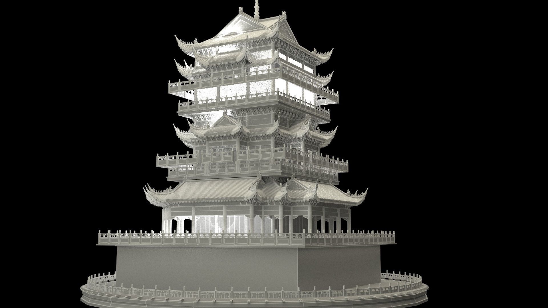 Chinese ancient tower  3D model_4