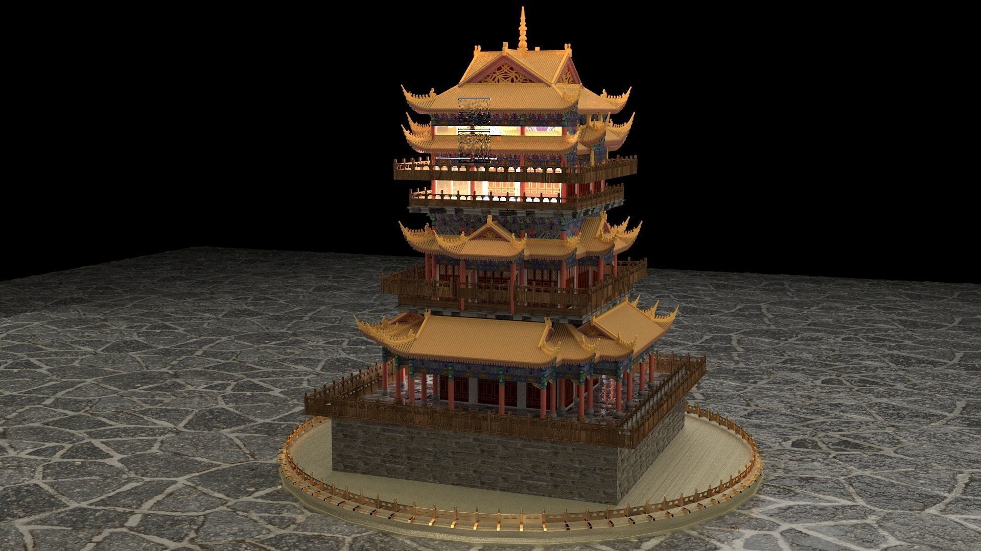 Chinese ancient tower  3D model_5