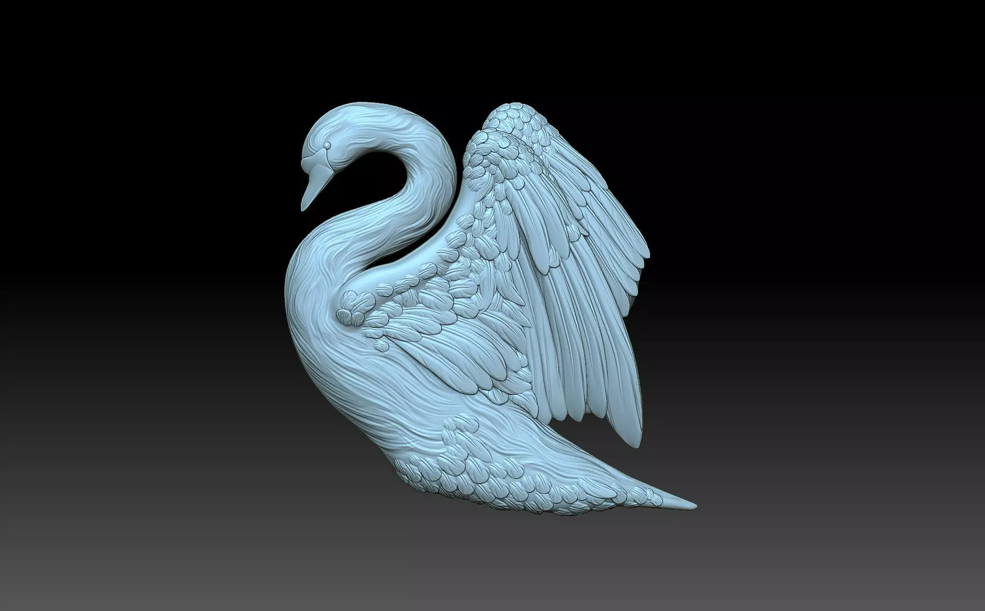 Swan with wings 3D print model