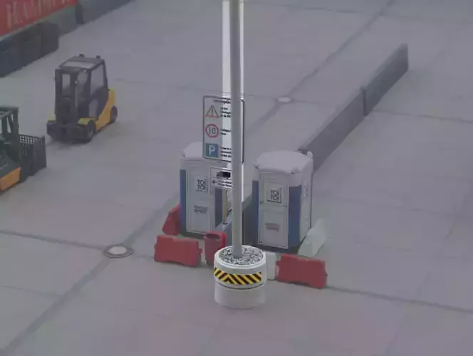 concrete column protector plus tower with lights  Scale h0 1-87 3D print model