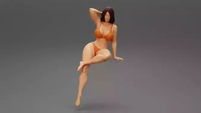 Woman Sitting Cross legged on chair 3D print model