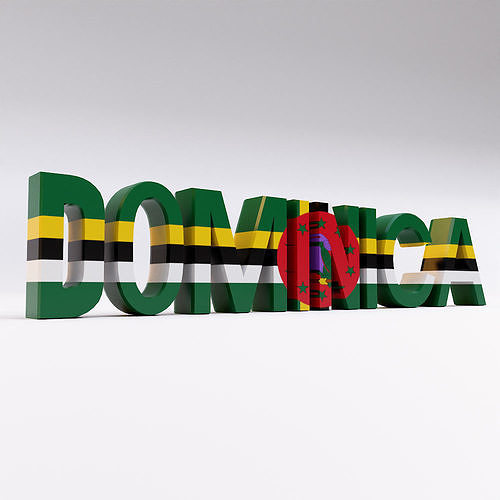 Dominica country name text 3d model  Low-poly 3D model