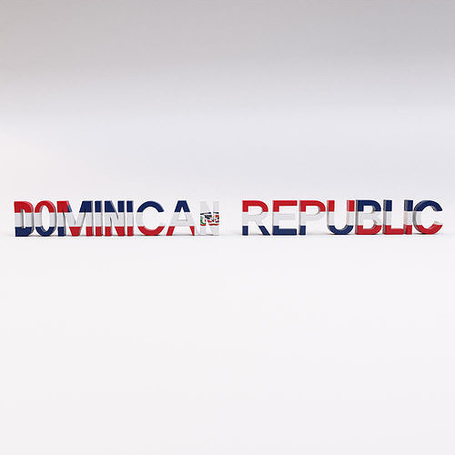 Dominican Republic country name text 3d model  Low-poly 3D model