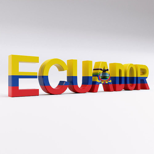 Ecuador country name text 3d model  Low-poly 3D model