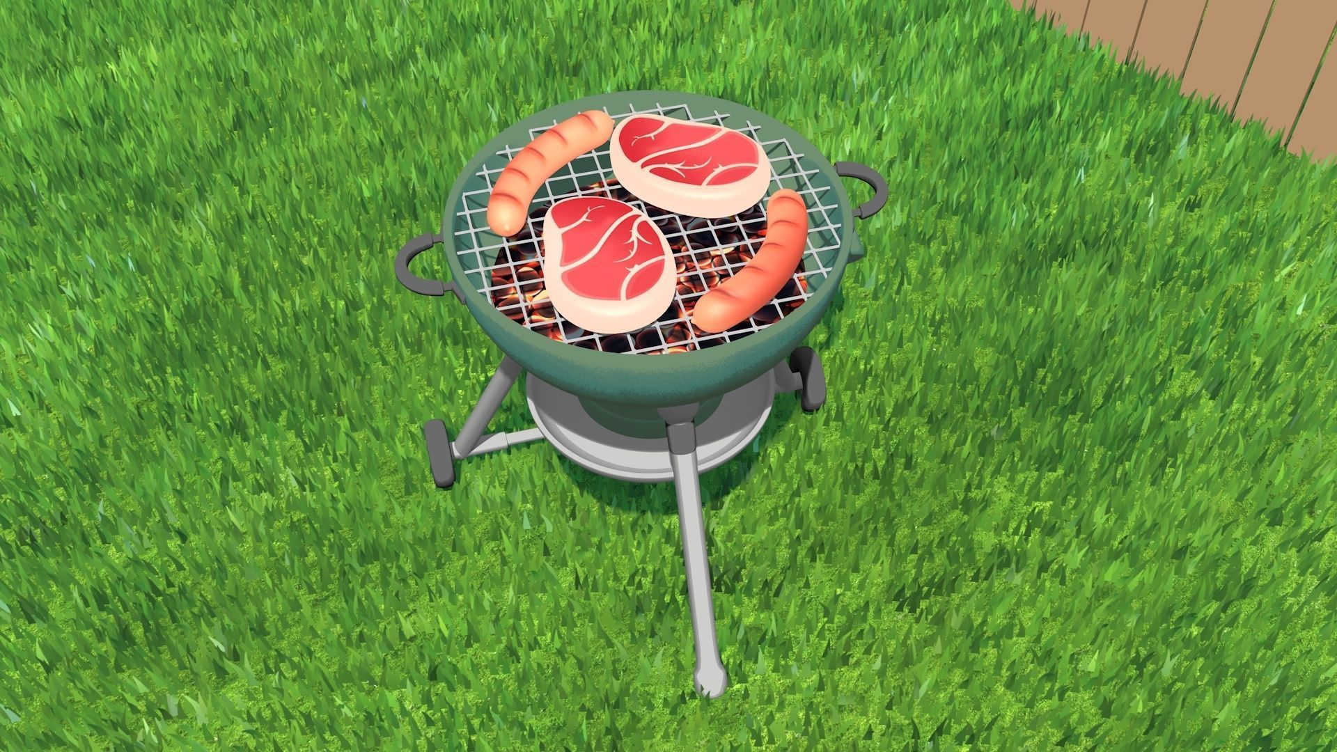 Cartoon stylized barbecue 3D model_9