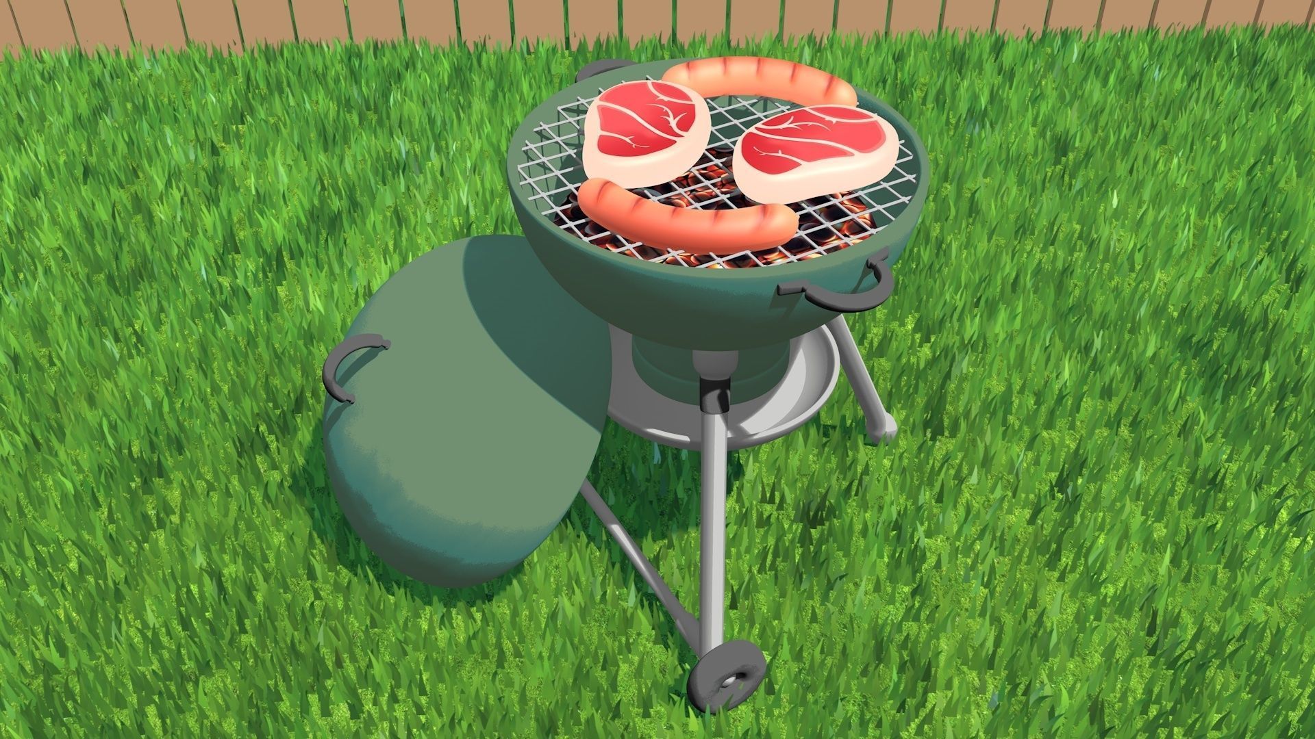 Cartoon stylized barbecue 3D model_13