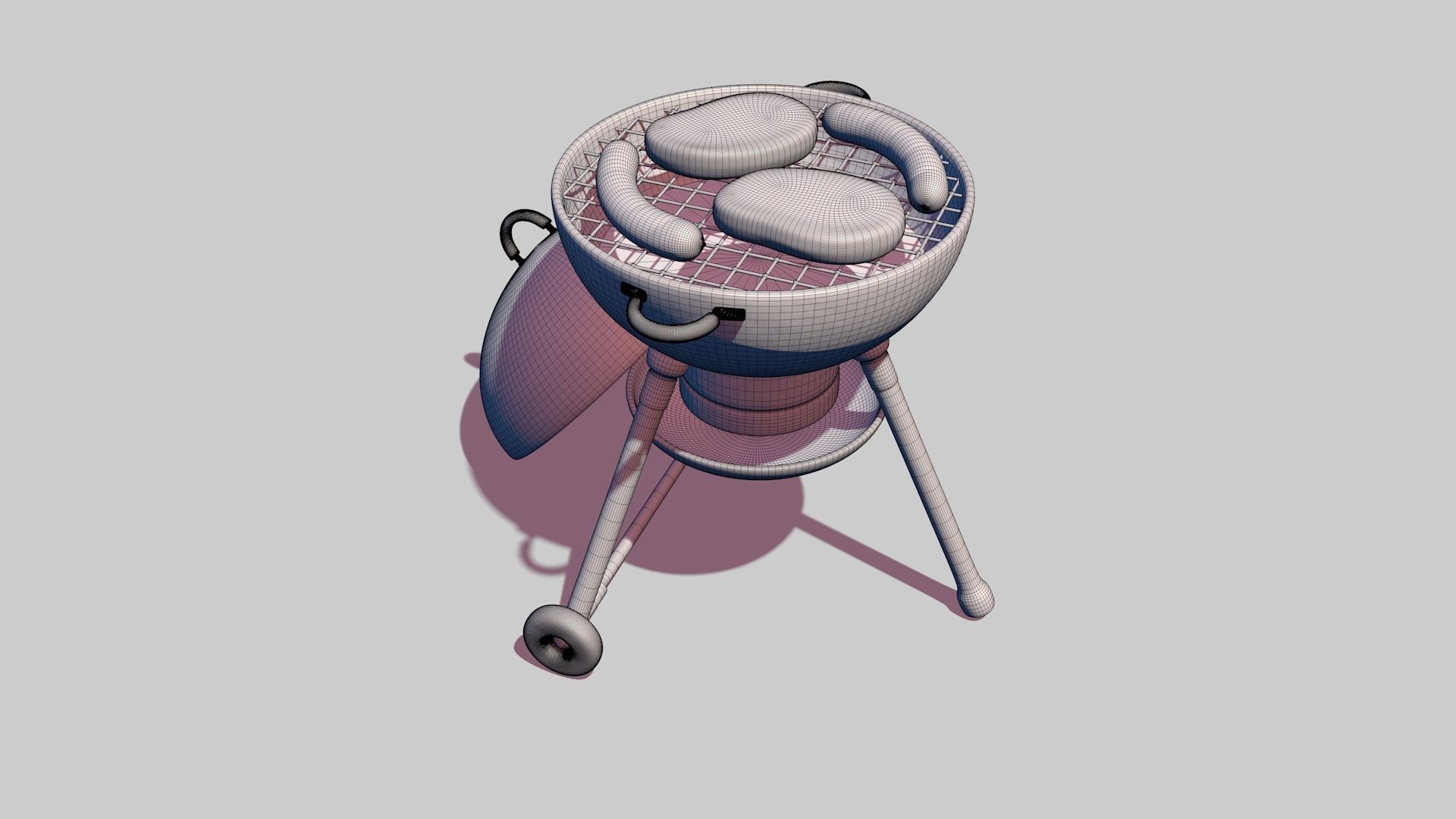 Cartoon stylized barbecue 3D model_18