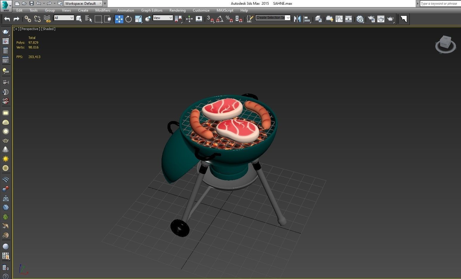 Cartoon stylized barbecue 3D model_21